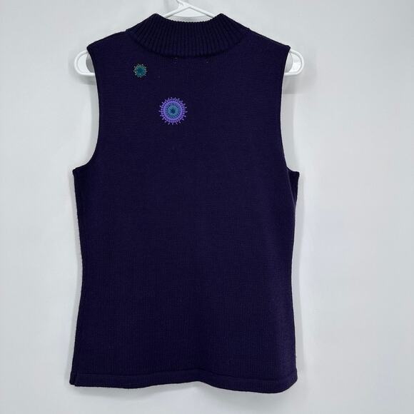 Coldwater Creek Sweater Vest Womens XS Embroidered Beaded Boho Layering Purple - Picture 9 of 13